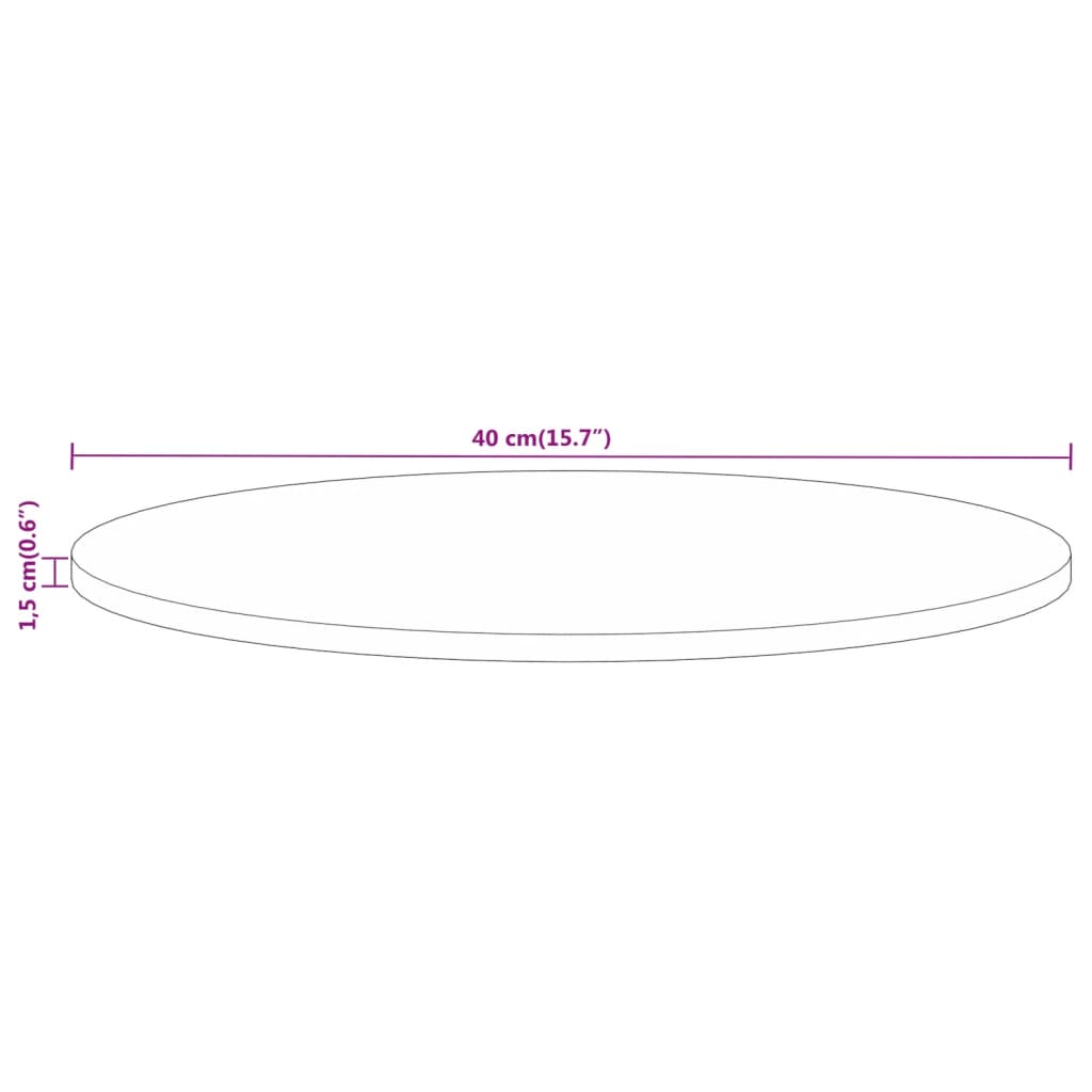 vidaXL Table Top Ø 40x1.5 cm Round Solid Wood Rough Mango