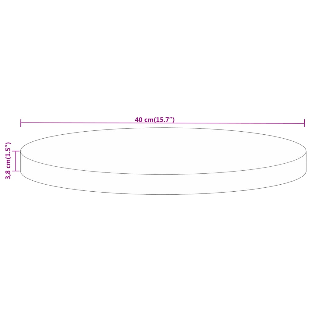 vidaXL Table Top Ø 40x3.8 cm Round Solid Wood Rough Mango