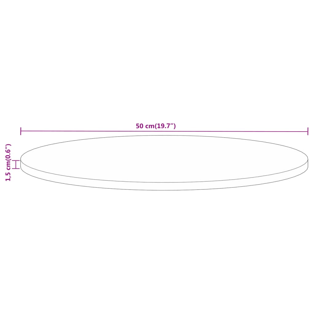 vidaXL Table Top Ø 50x1.5 cm Round Solid Wood Rough Mango