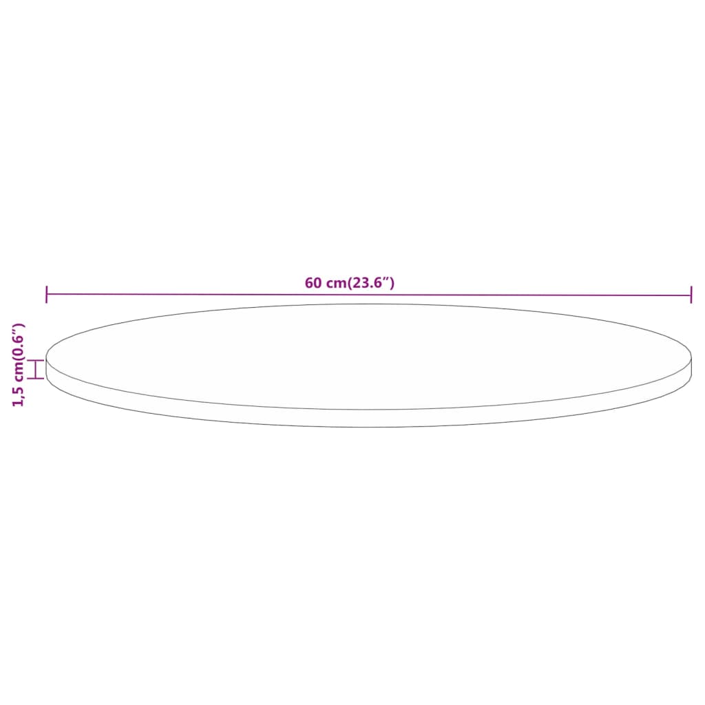 vidaXL Table Top Ø 60x1.5 cm Round Solid Wood Rough Mango