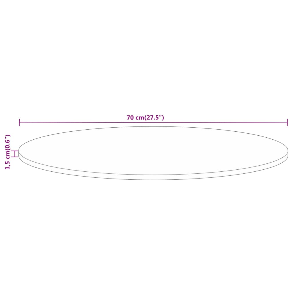 vidaXL Table Top Ø 70x1.5 cm Round Solid Wood Rough Mango