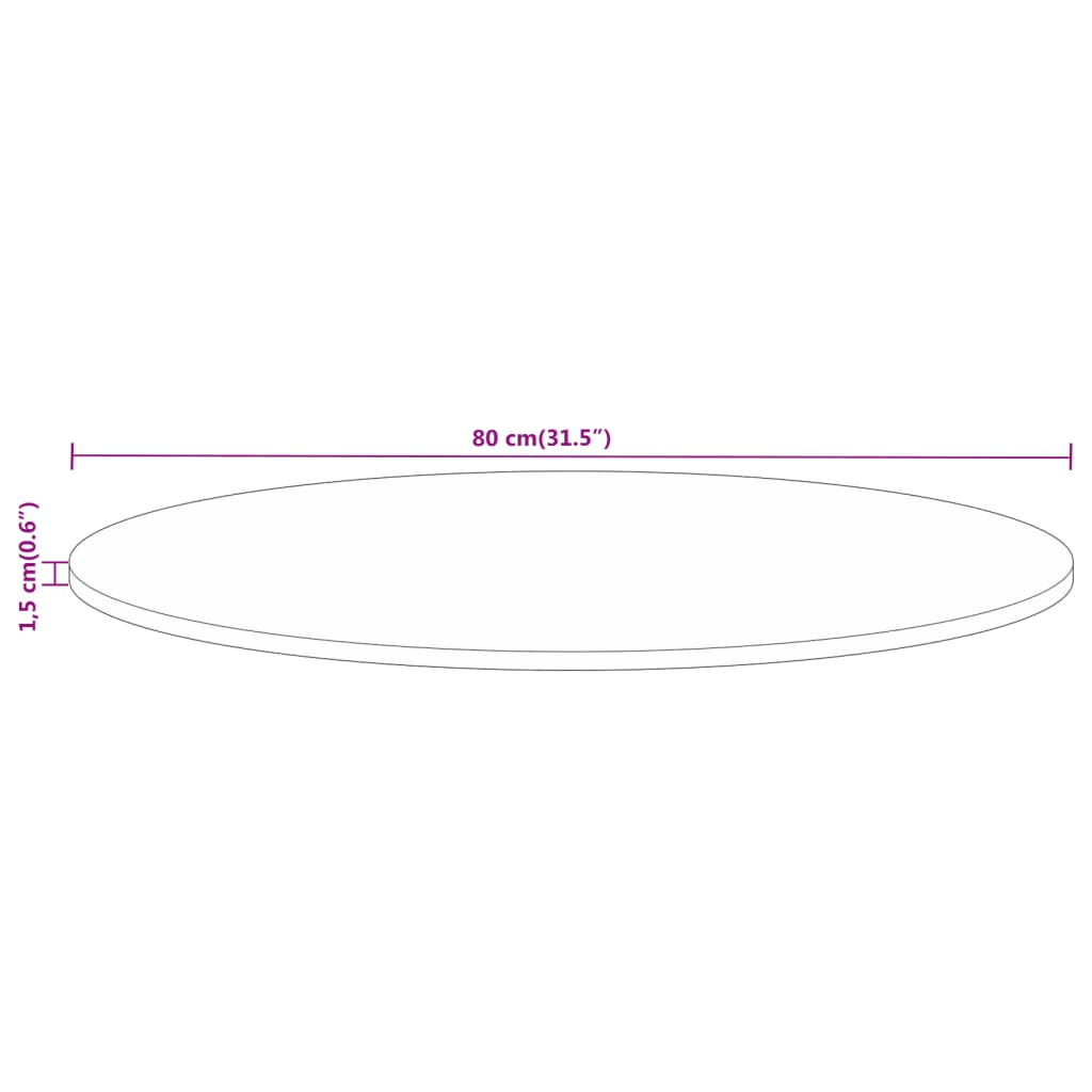 vidaXL Table Top Ø 80x1.5 cm Round Solid Wood Rough Mango