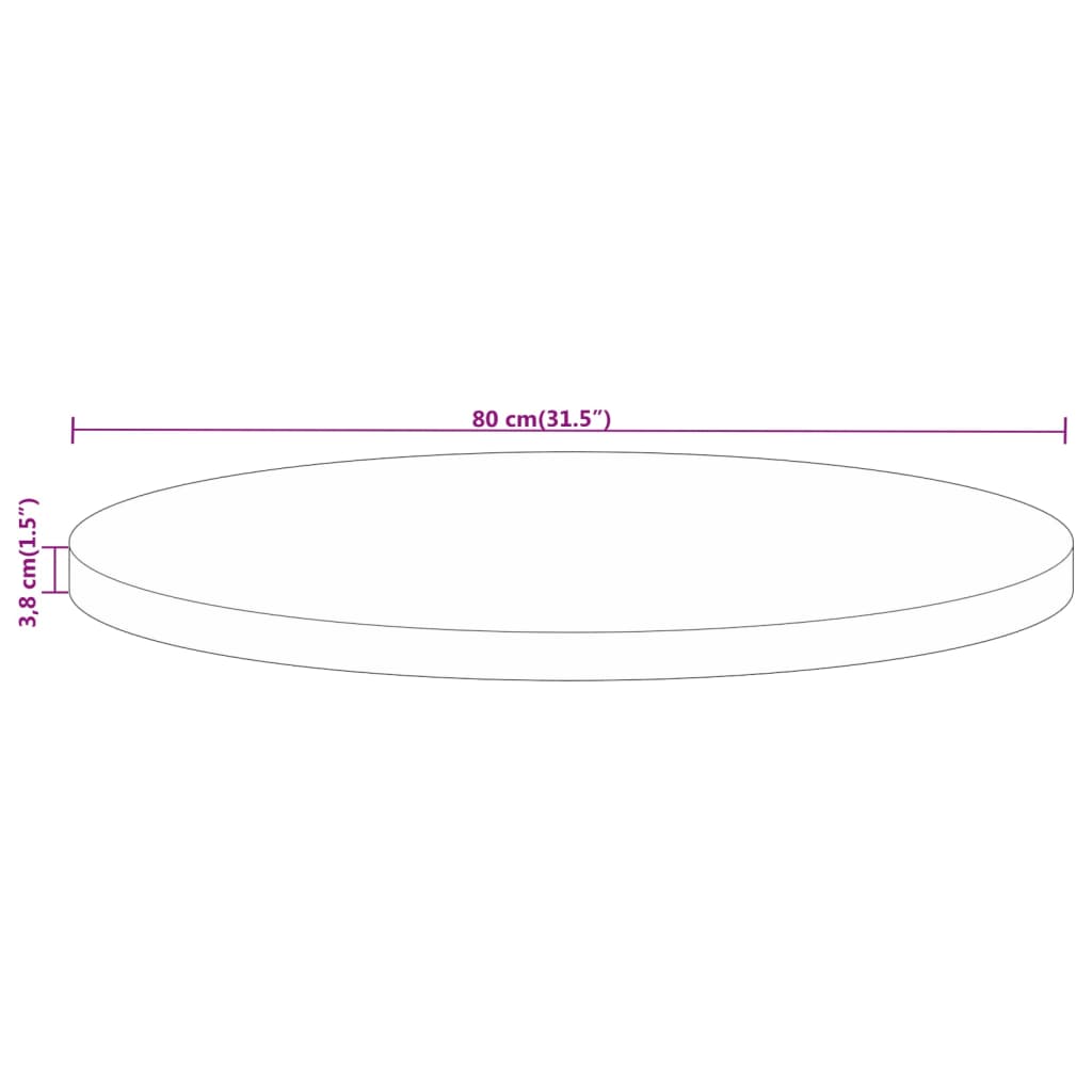 vidaXL Table Top Ø 80x3.8 cm Round Solid Wood Rough Mango