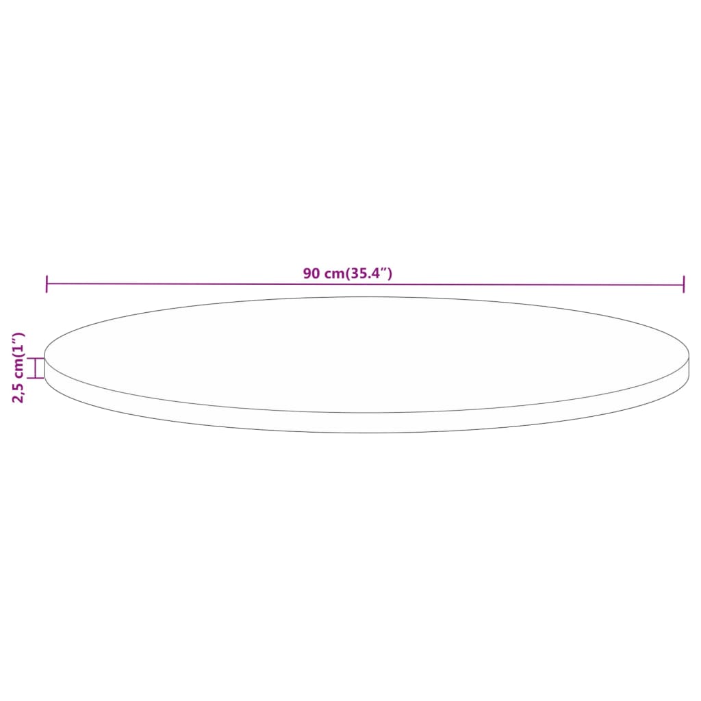 vidaXL Table Top Ø 90x2.5 cm Round Solid Wood Rough Mango