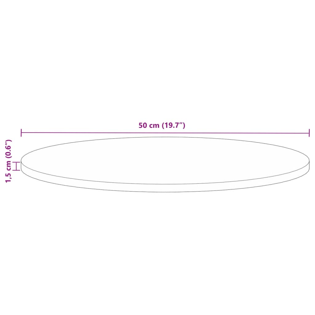 vidaXL Table Top Ø 50x1.5 cm Round Solid Wood Reclaimed