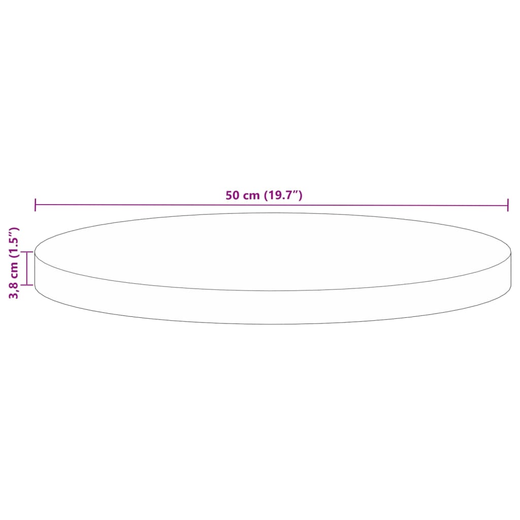 vidaXL Table Top Ø 50x3.8 cm Round Solid Wood Reclaimed