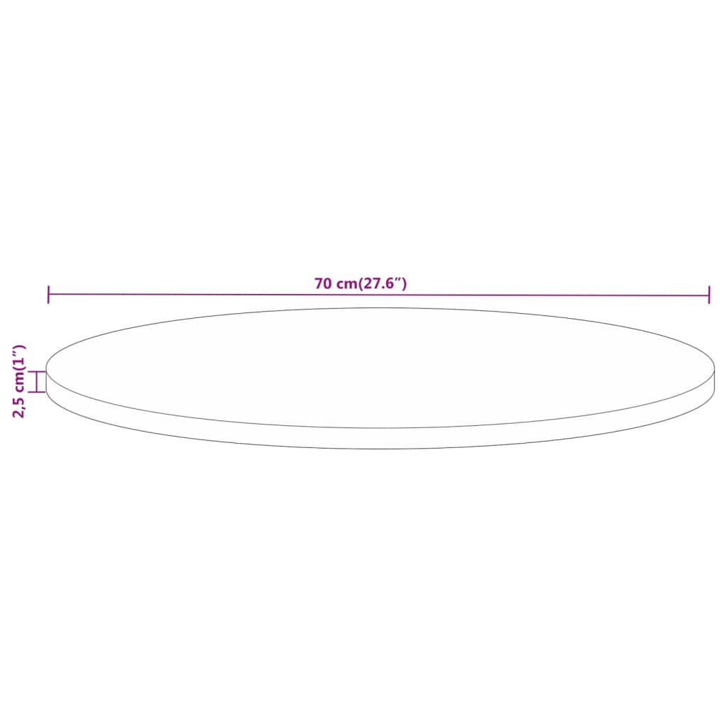 vidaXL Table Top Ø 70x2.5 cm Round Solid Wood Reclaimed