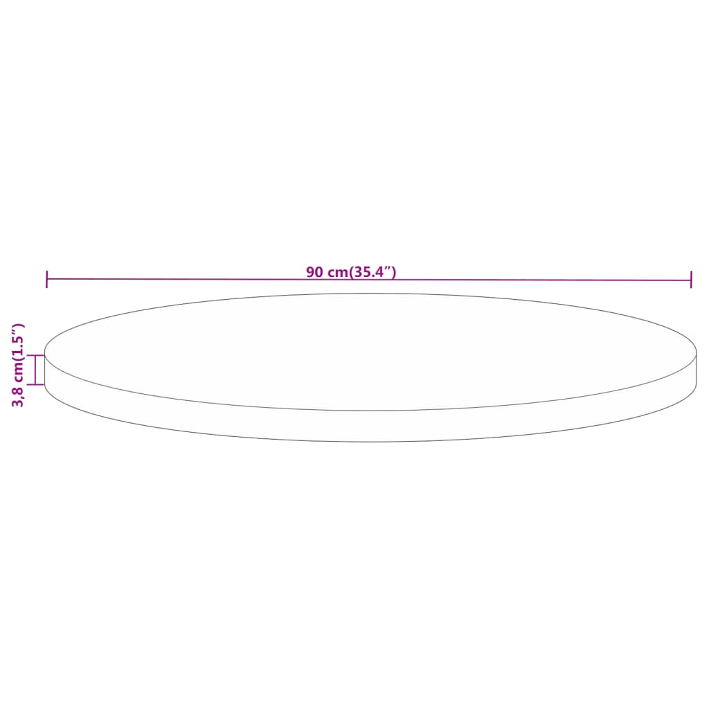 vidaXL Table Top Ø 90x3.8 cm Round Solid Wood Reclaimed