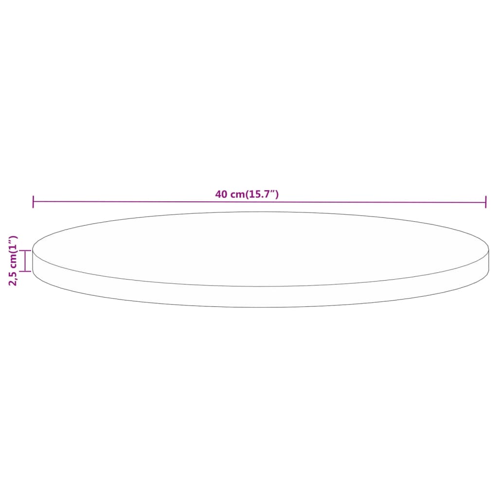 vidaXL Table Top Ø 40x2.5 cm Round Solid Wood Reclaimed