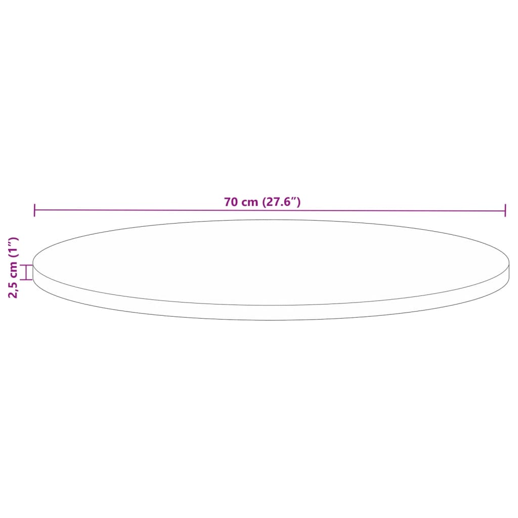 vidaXL Table Top Ø 70x2.5 cm Round Solid Wood Reclaimed