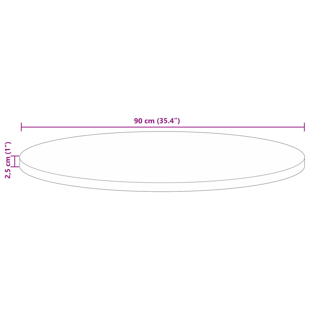 vidaXL Table Top Ø 90x2.5 cm Round Solid Wood Reclaimed