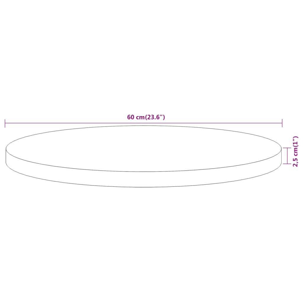 vidaXL Table Top Ø60x2.5 cm Round Solid Wood Acacia