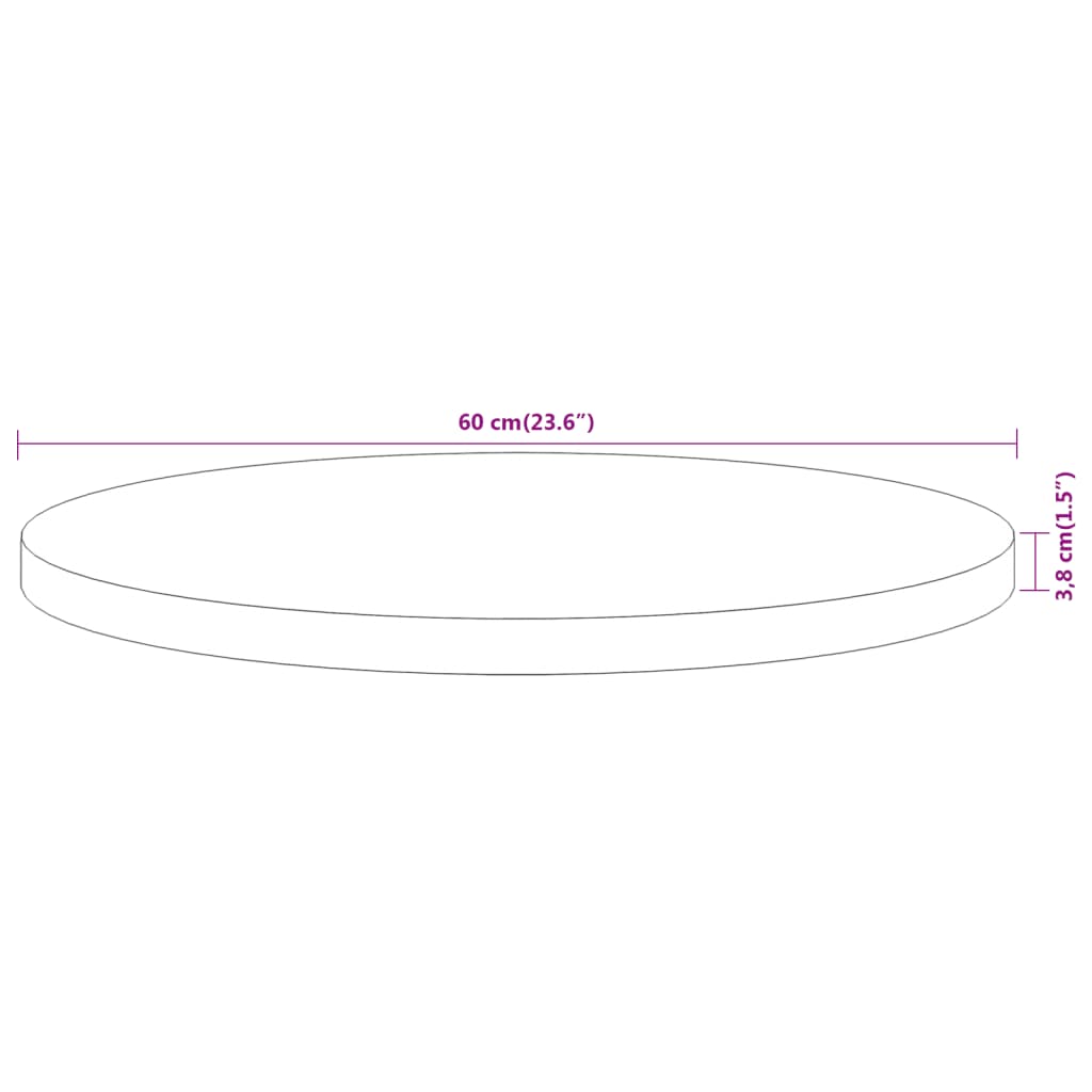 vidaXL Table Top Ø60x3.8 cm Round Solid Wood Acacia