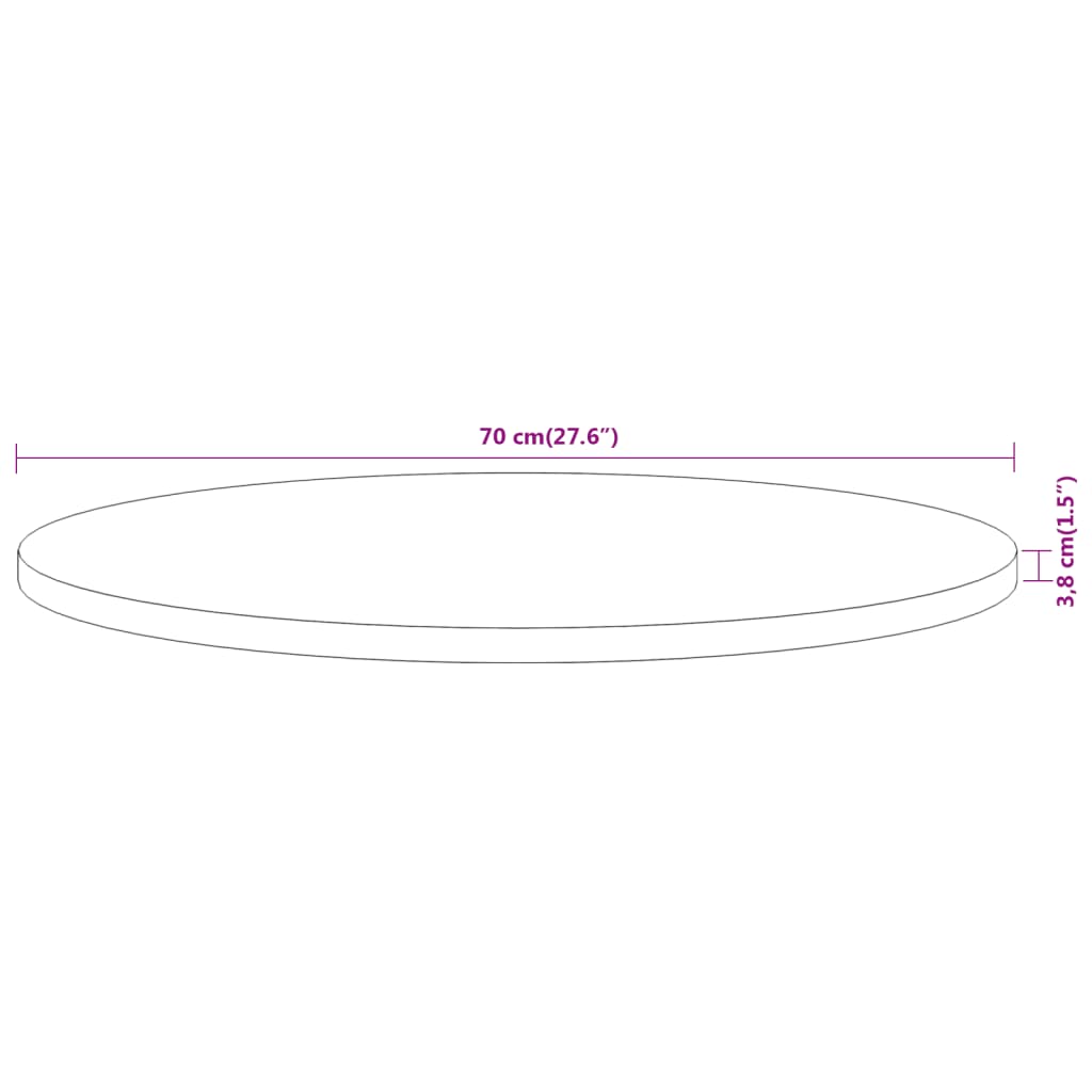 vidaXL Table Top Ø70x3.8 cm Round Solid Wood Acacia