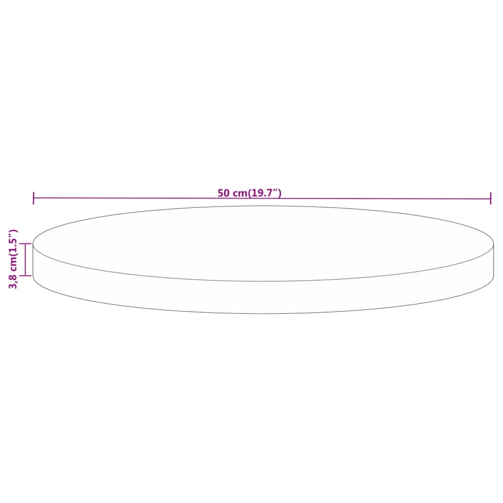 vidaXL Table Top Ø 50x3.8 cm Round Solid Wood Mango