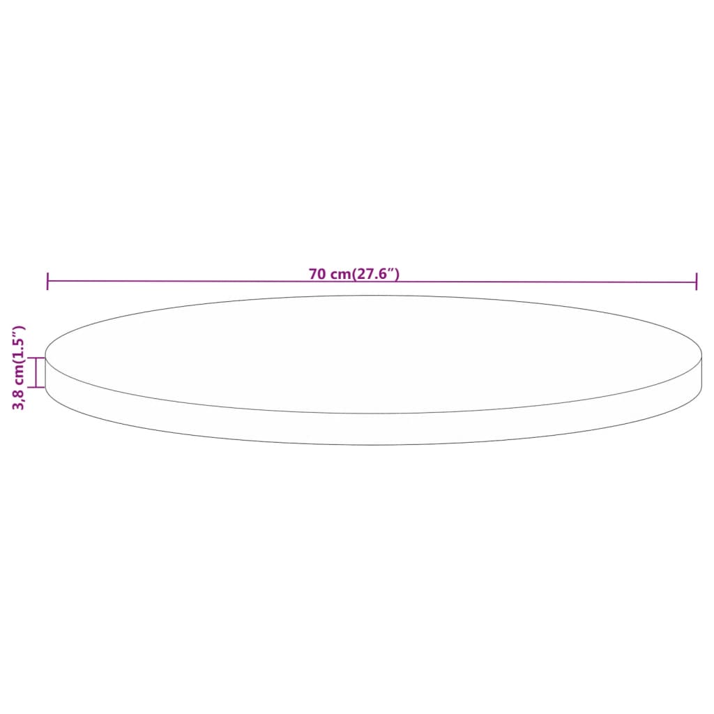 vidaXL Table Top Ø 70x3.8 cm Round Solid Wood Mango