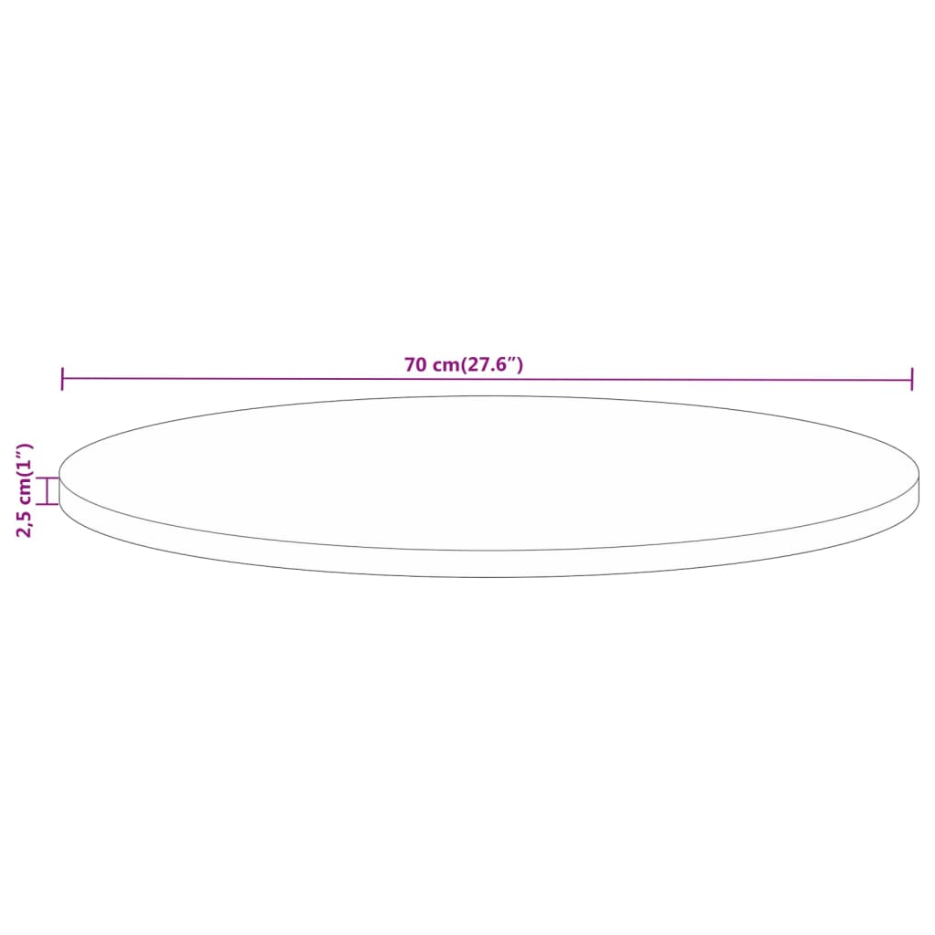 vidaXL Table Top Ø 70x2.5 cm Round Solid Wood Mango