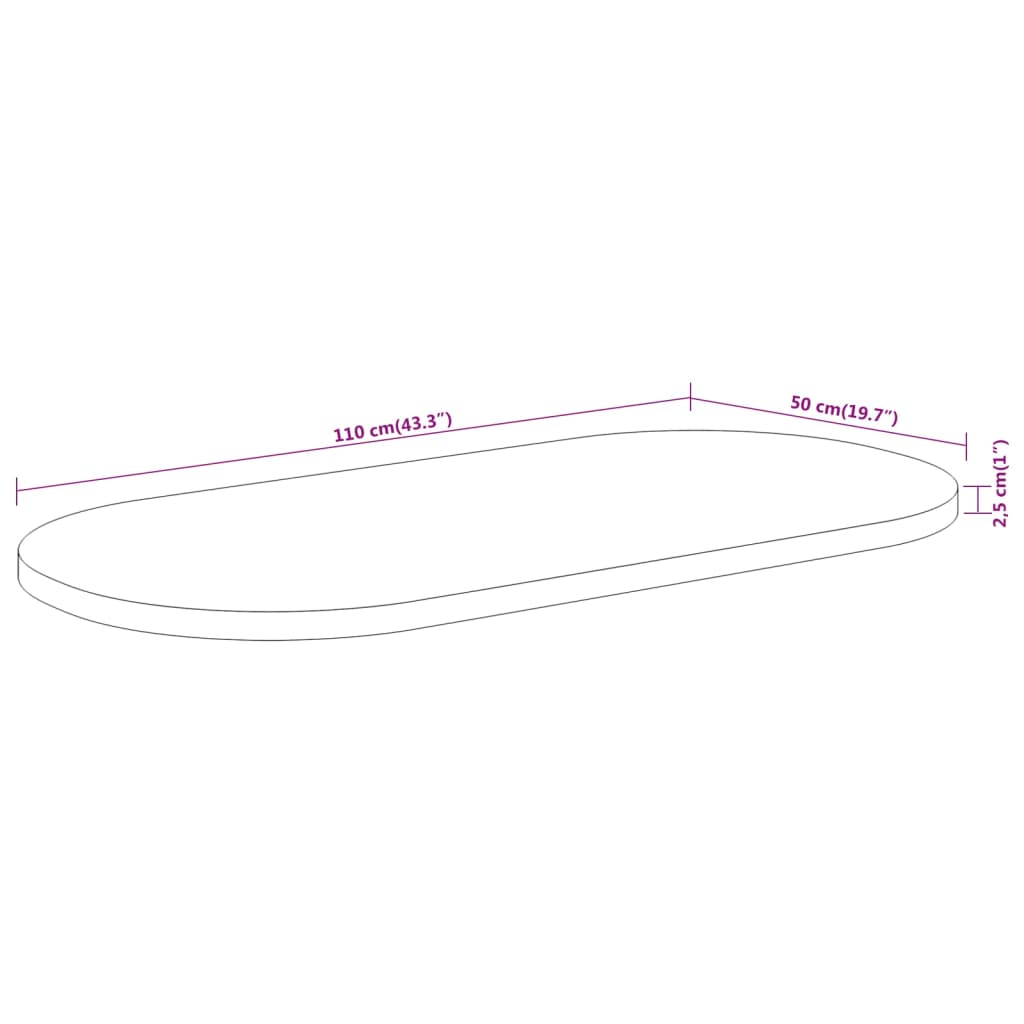 vidaXL Table Top 110x50x2.5 cm Oval Solid Wood Acacia