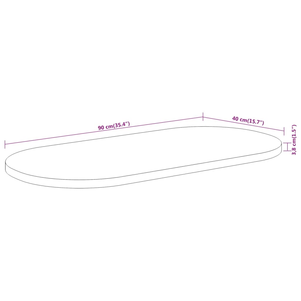 vidaXL Table Top 90x40x3.8 cm Oval Solid Wood Acacia