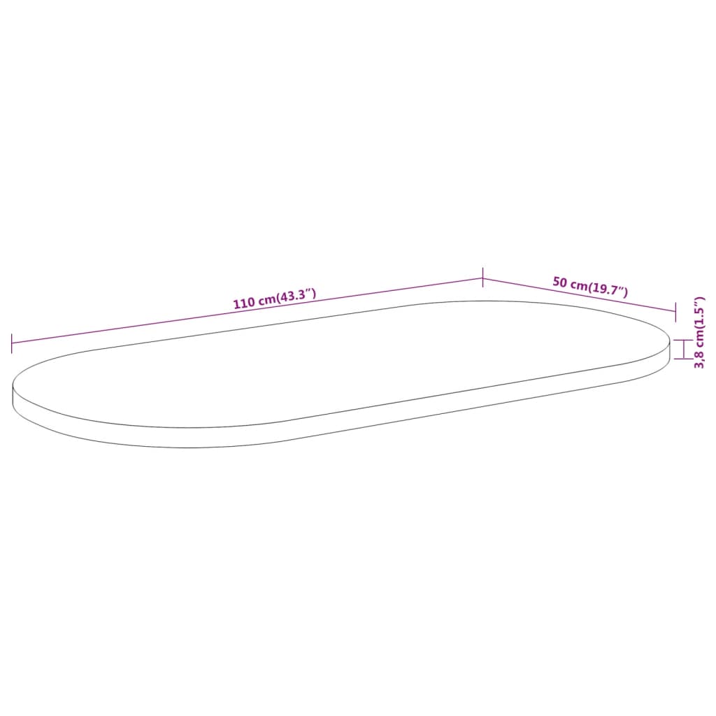 vidaXL Table Top 110x50x3.8 cm Oval Solid Wood Acacia