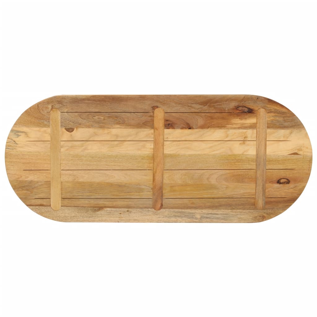 Table Top 120x60x2.5 cm Oval Solid Wood Rough Mango