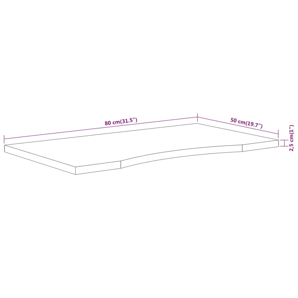 vidaXL Desk Top 80x50x2.5 cm Rectangular Solid Wood Acacia