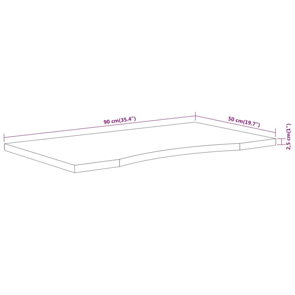 vidaXL Desk Top 90x50x2.5 cm Rectangular Solid Wood Acacia