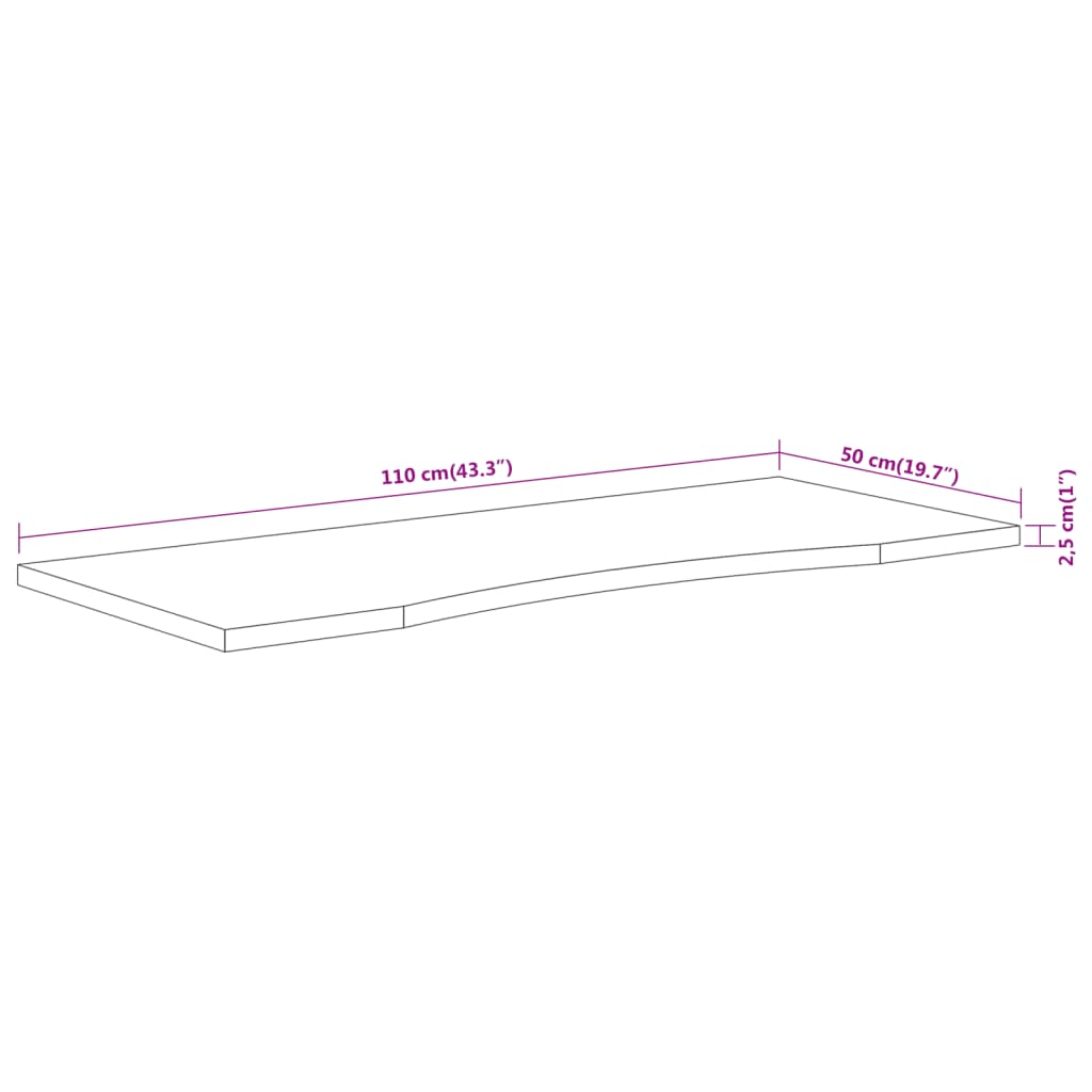 vidaXL Desk Top 110x50x2.5 cm Rectangular Solid Wood Acacia