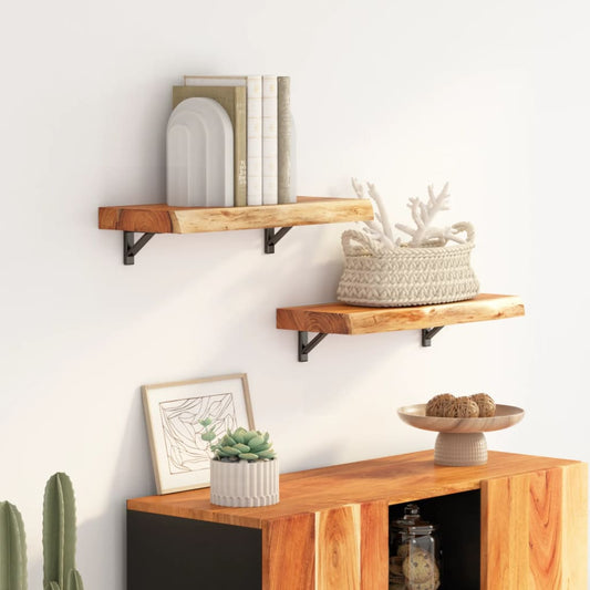 vidaXL Wall Shelf 60x20x2.5 cm Rectangular Solid Wood Acacia Live Edge