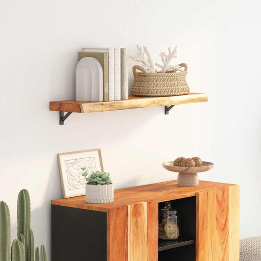 Wall Shelf 80x20x2,5 cm Rectangular Solid Wood Acacia Live Edge