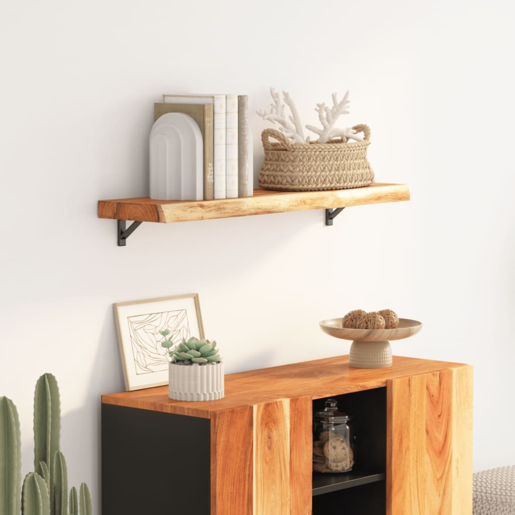 vidaXL Wall Shelf 70x30x2.5 cm Rectangular Solid Wood Acacia Live Edge