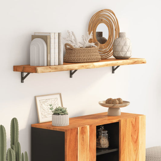 vidaXL Wall Shelf 110x30x2.5 cm Rectangular Solid Wood Acacia Live Edge