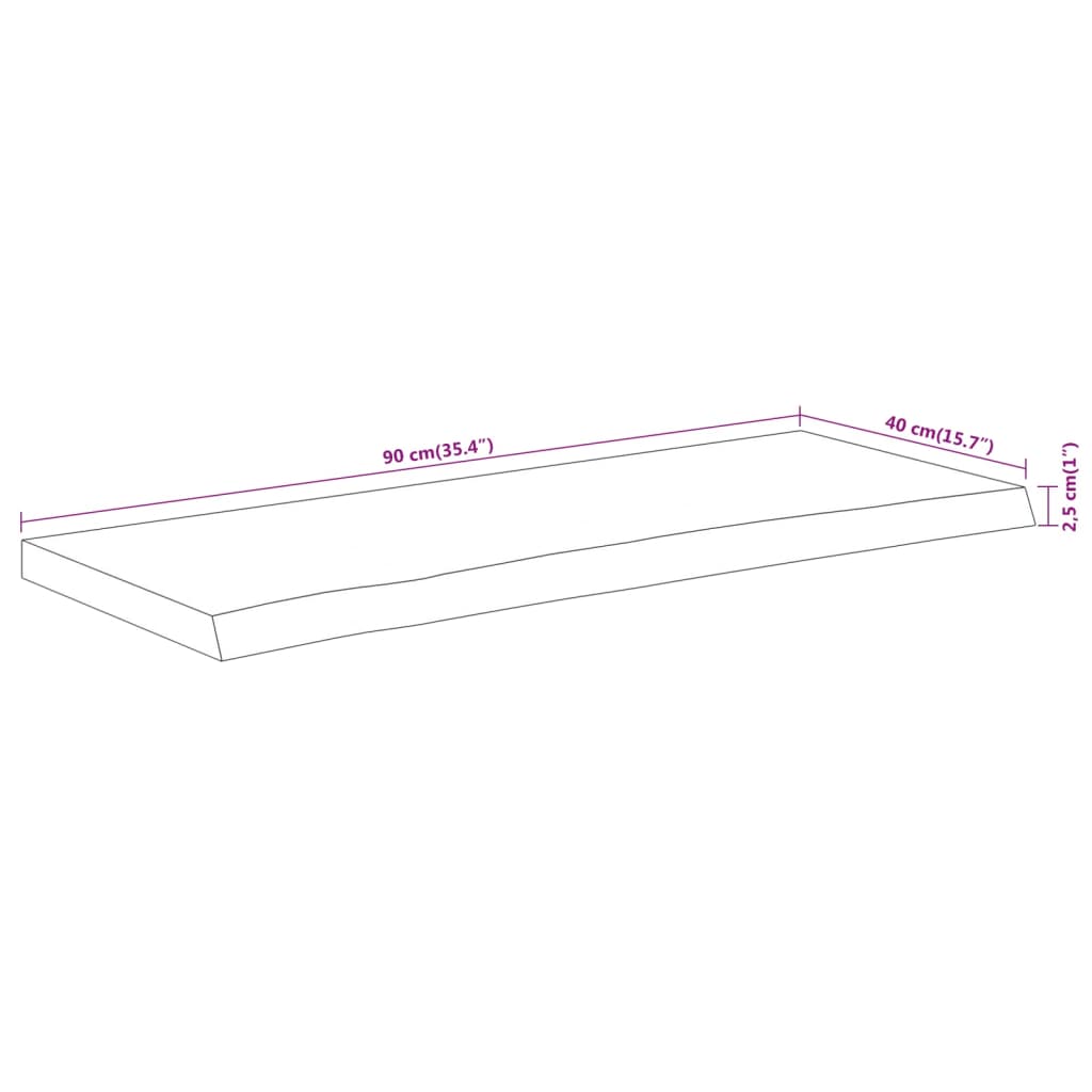 vidaXL Table Top 90x40x2.5 cm Rectangular Solid Wood Acacia Live Edge