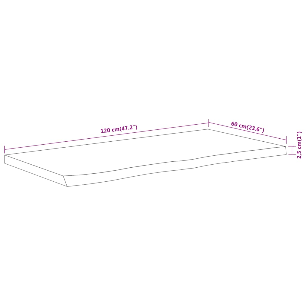 vidaXL Bathroom Countertop 120x60x2.5 cm Rectangular Solid Wood Acacia