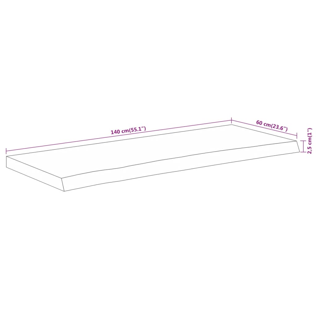 vidaXL Bathroom Countertop 140x60x2.5 cm Rectangular Solid Wood Acacia