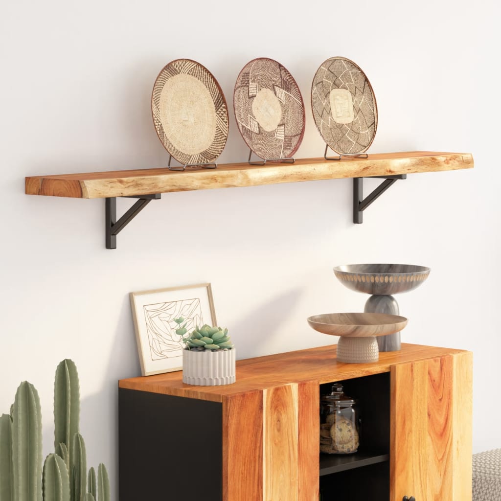 vidaXL Wall Shelf 140x20x3.8 cm Rectangular Solid Wood Acacia Live Edge