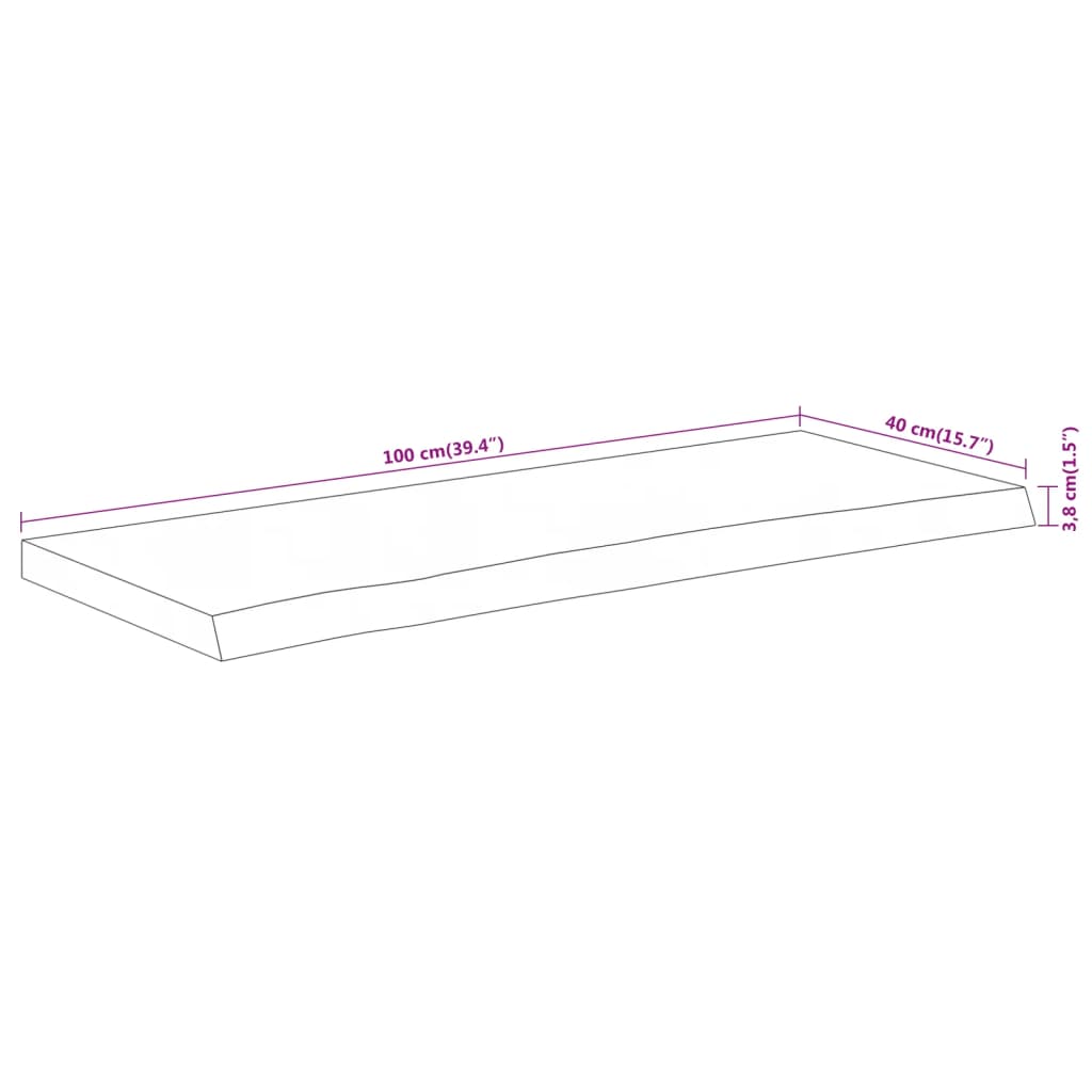 vidaXL Table Top 100x40x3.8 cm Rectangular Solid Wood Acacia Live Edge