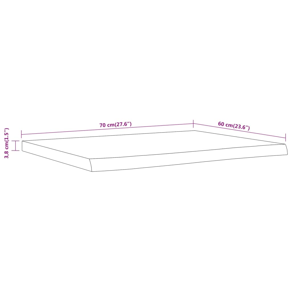 vidaXL Bathroom Countertop 70x60x3.8 cm Rectangular Solid Wood Acacia