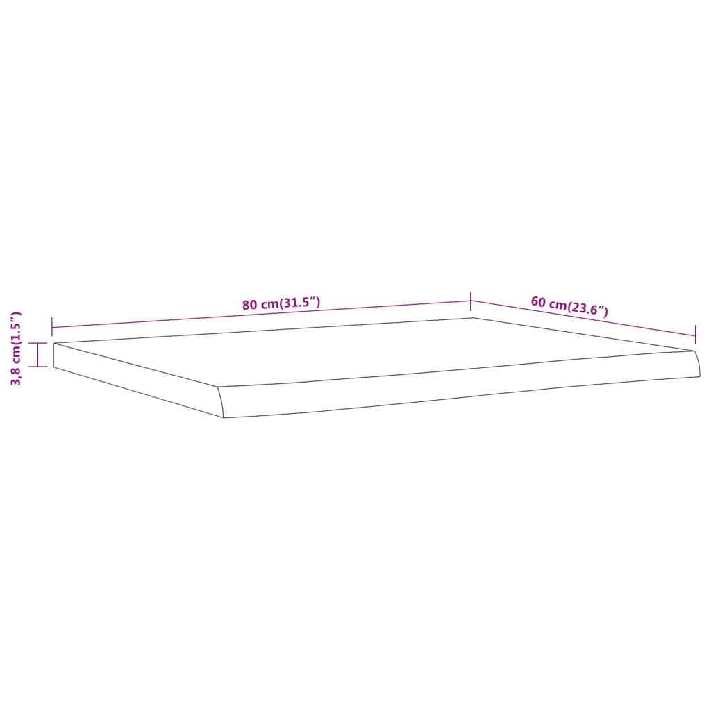 vidaXL Bathroom Countertop 80x60x3.8 cm Rectangular Solid Wood Acacia