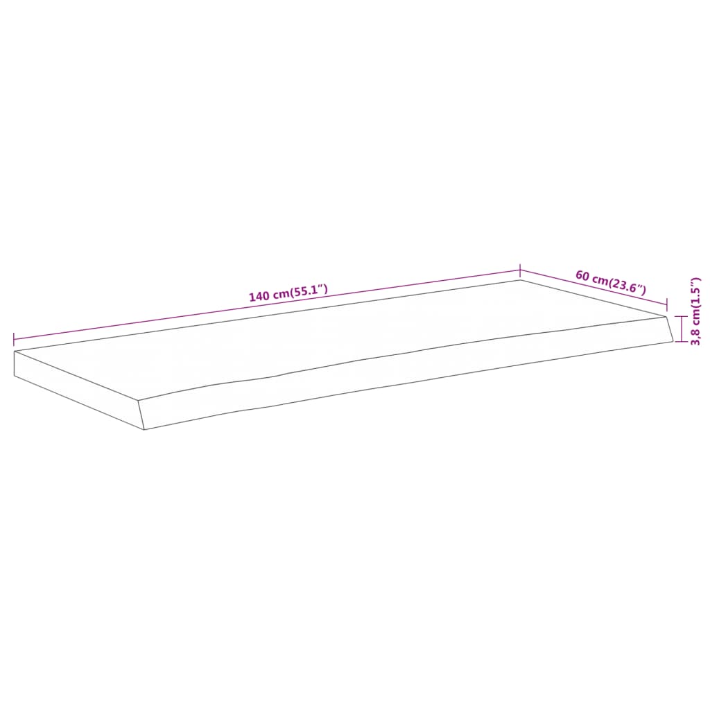 Bathroom Countertop 140x60x3,8 cm Rectangular Solid Wood Acacia
