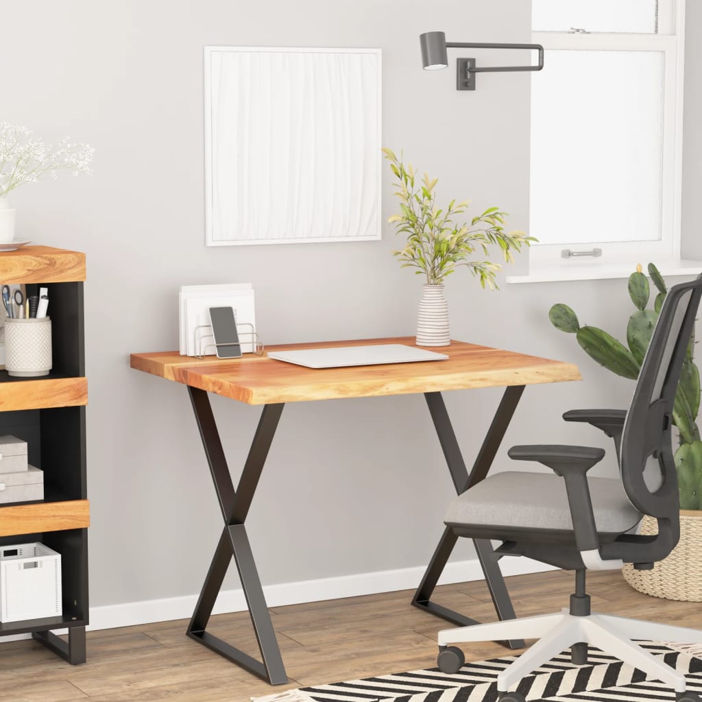 Desk Top 80x80x3.8 cm Square Solid Wood Acacia Live Edge
