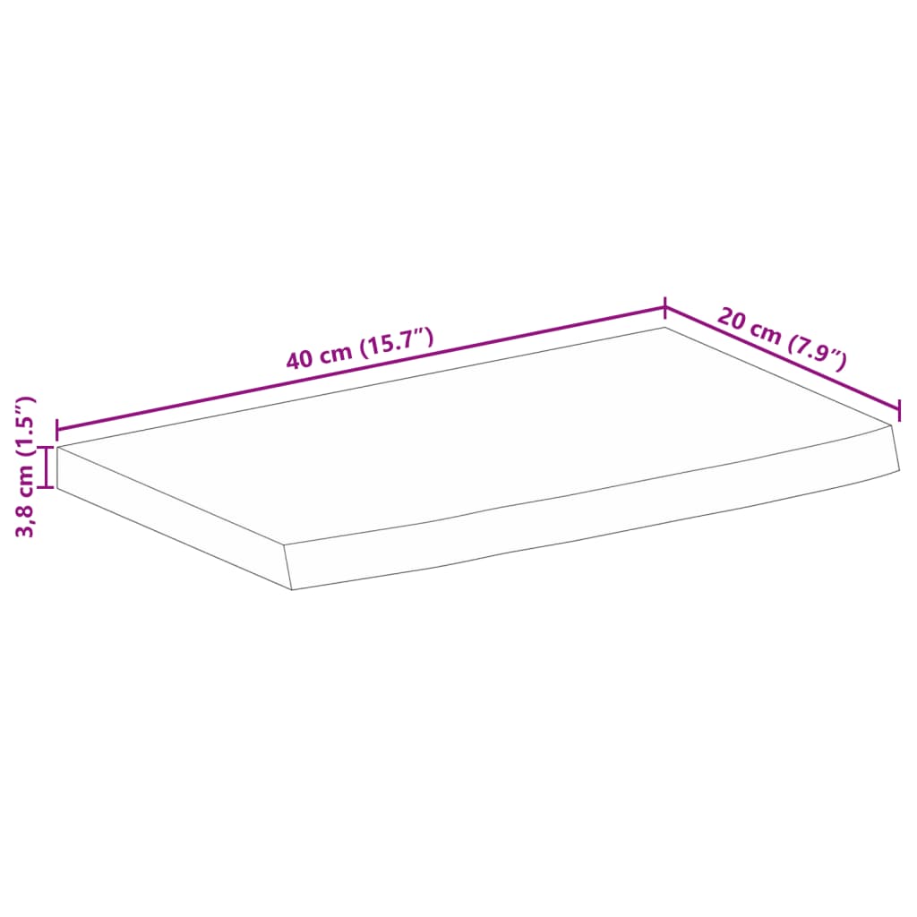 vidaXL Table Top 40x20x3.8 cm Live Edge Solid Wood Rough Mango