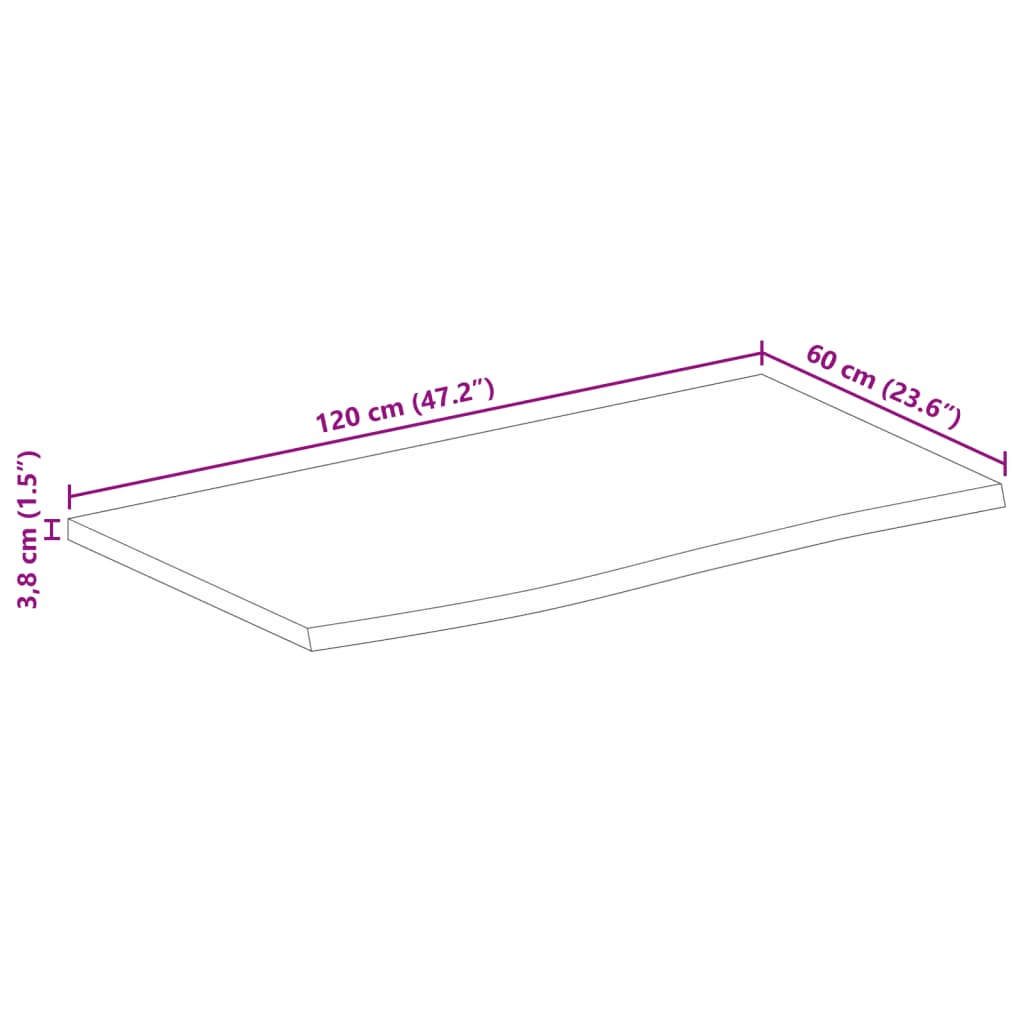 vidaXL Table Top Live Edge 120x60x3.8 cm Solid Wood Mango