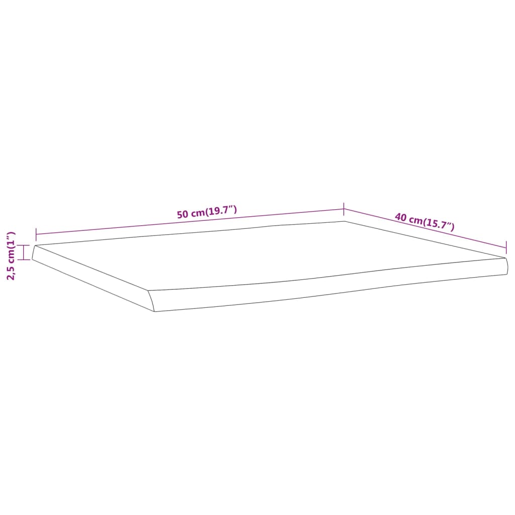 vidaXL Table Top 50x40x2.5 cm Rectangular Solid Wood Acacia Live Edge