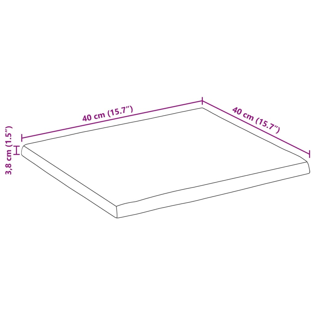 vidaXL Table Top 40x40x3.8 cm Rectangular Solid Wood Acacia Live Edge