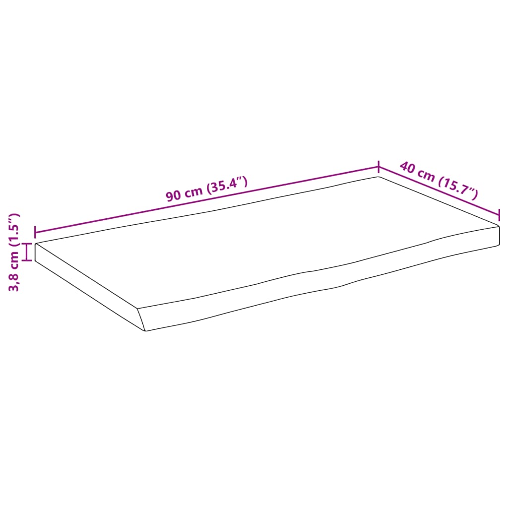 vidaXL Table Top 90x40x3.8 cm Rectangular Solid Wood Acacia Live Edge