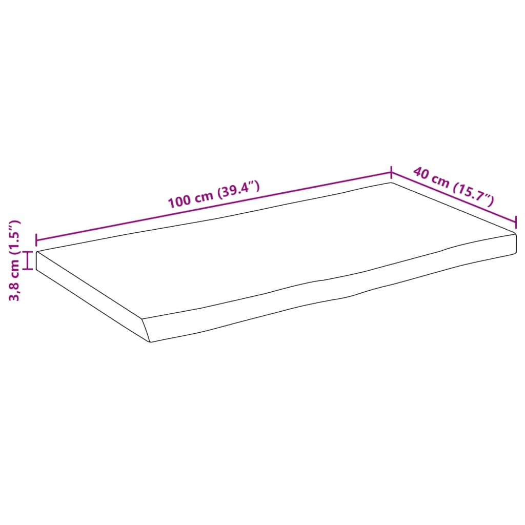 vidaXL Table Top 100x40x3.8 cm Rectangular Solid Wood Acacia Live Edge