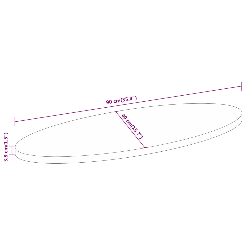 vidaXL Table Top 90x40x3.8 cm Oval Solid Wood Acacia