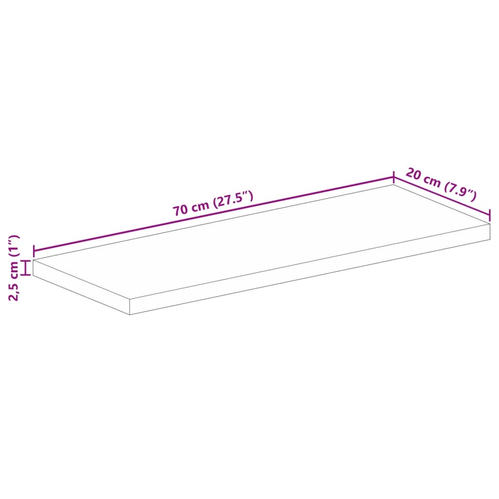 vidaXL Table Top 70x20x2.5 cm Rectangular Solid Wood Acacia