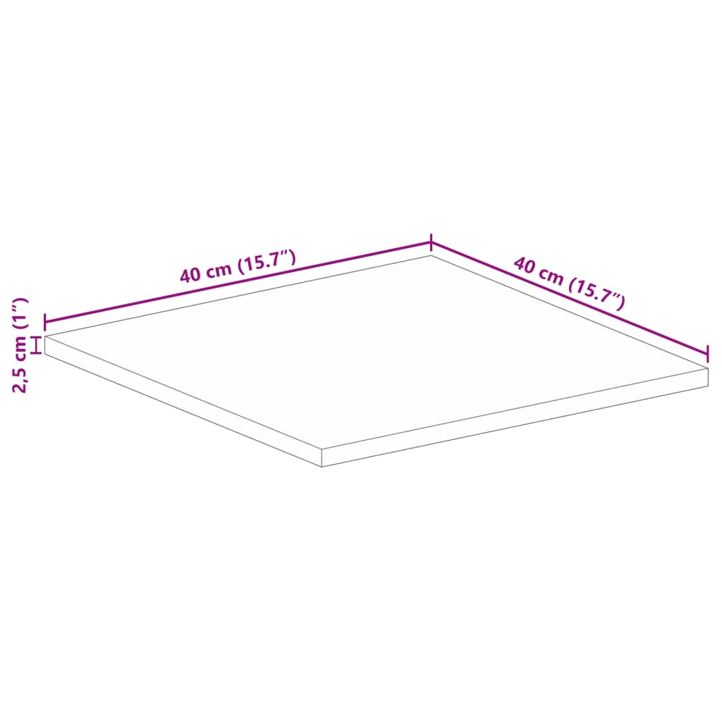 vidaXL Table Top 40x40x2.5 cm Square Solid Wood Acacia